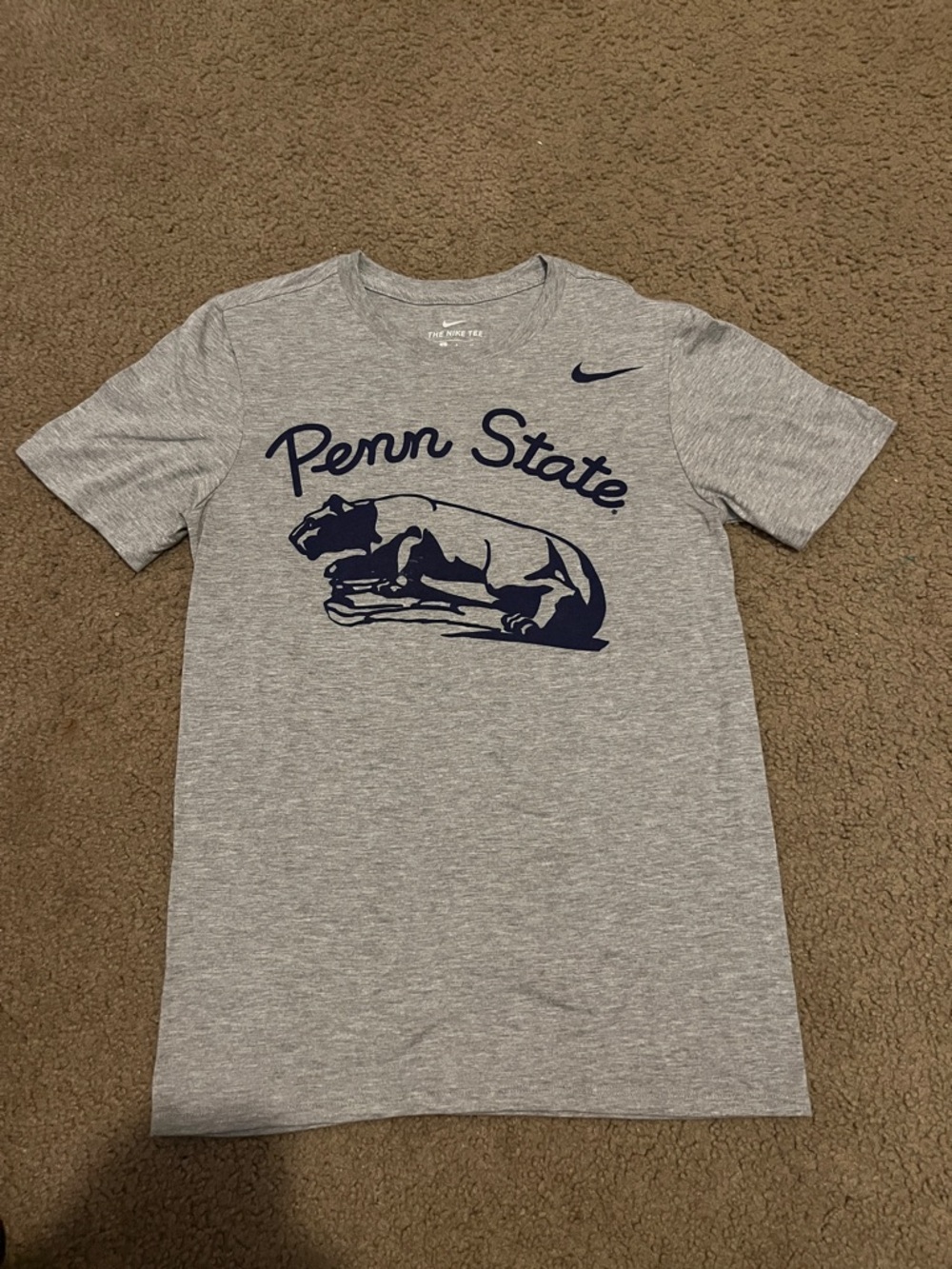 Nike Gray Penn State Graphic Tee with Navy Logo